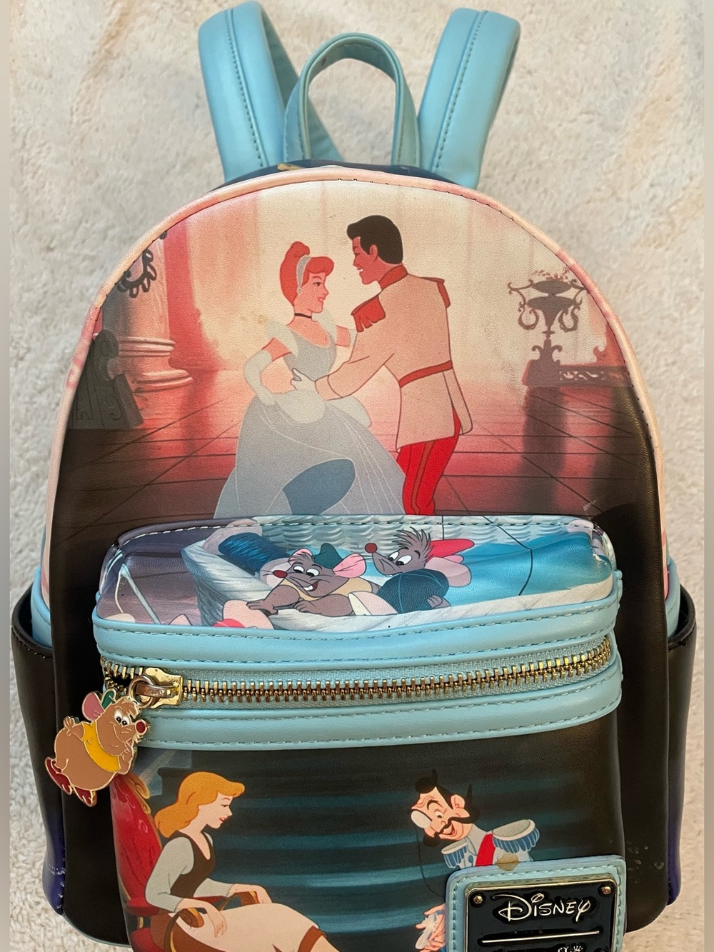 Loungefly Disney Cinderella Princess Scene Mini Backpack in Light Blue and Black